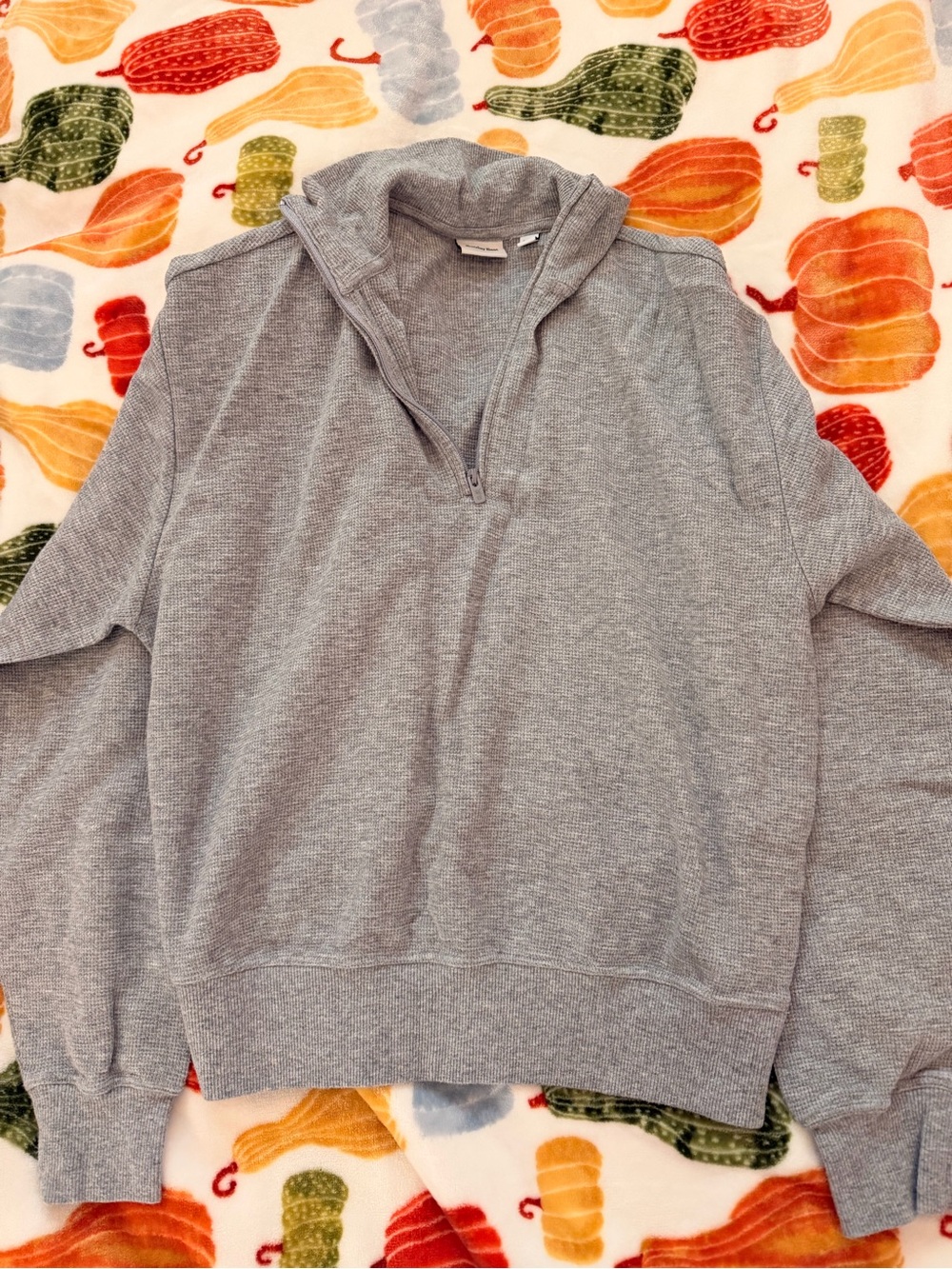 Aritzia Light Gray Women's Half-Zip Waffle Sweater